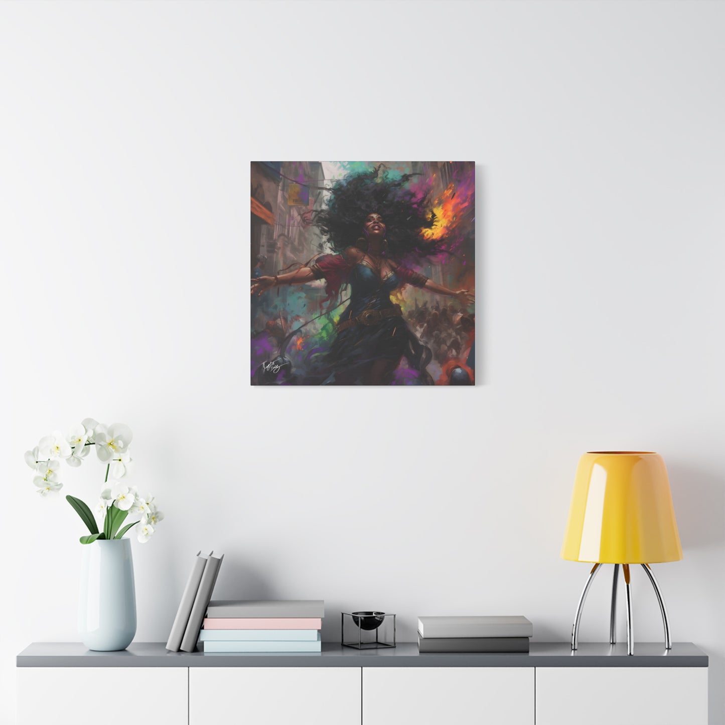 Flee To Freedom Afrocentric Abstract Black Woman Fantasy Alternative History Art Canvas Wall Print