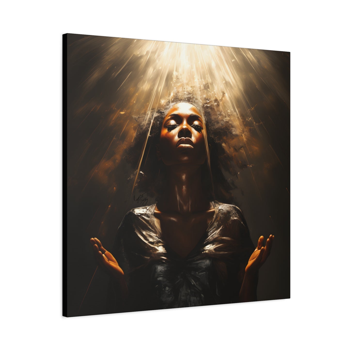 Give Me Strength Afrocentric Black Woman Inspirational Spiritual Art Canvas Wall Print