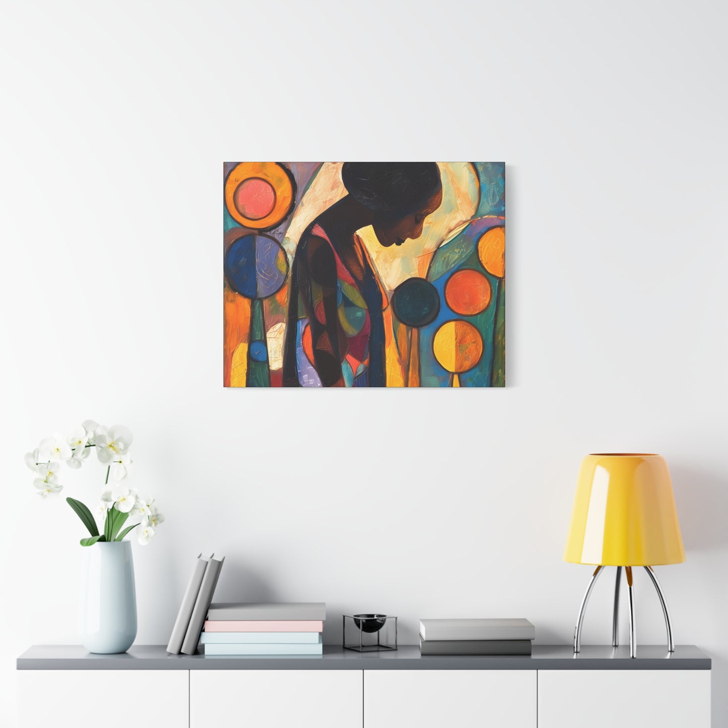 At Peace In Abstract Afrocentric Black Woman Abstract Art Canvas Wall Print - Xtreme Shopper