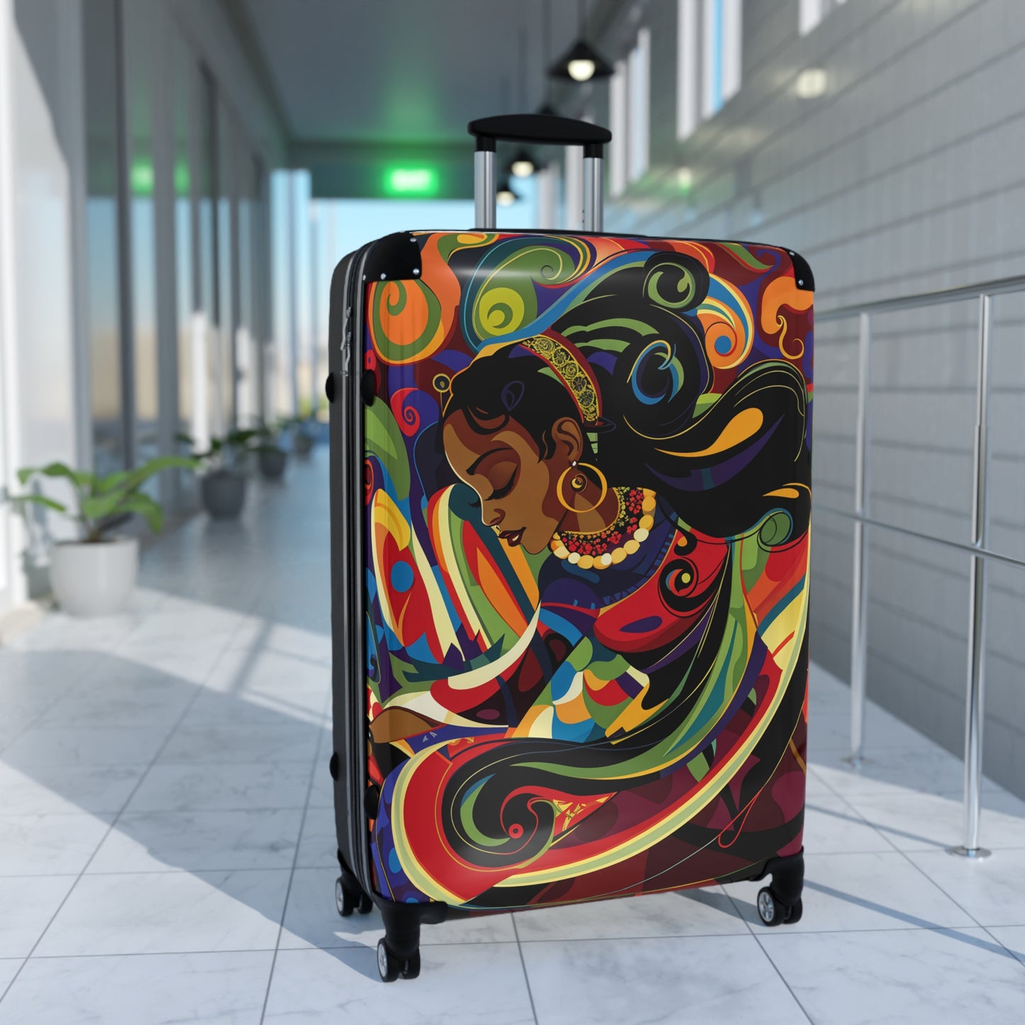 Surreally Beautiful One Black Woman Art Hardshell Hardside Lockable Spinner Suitcase