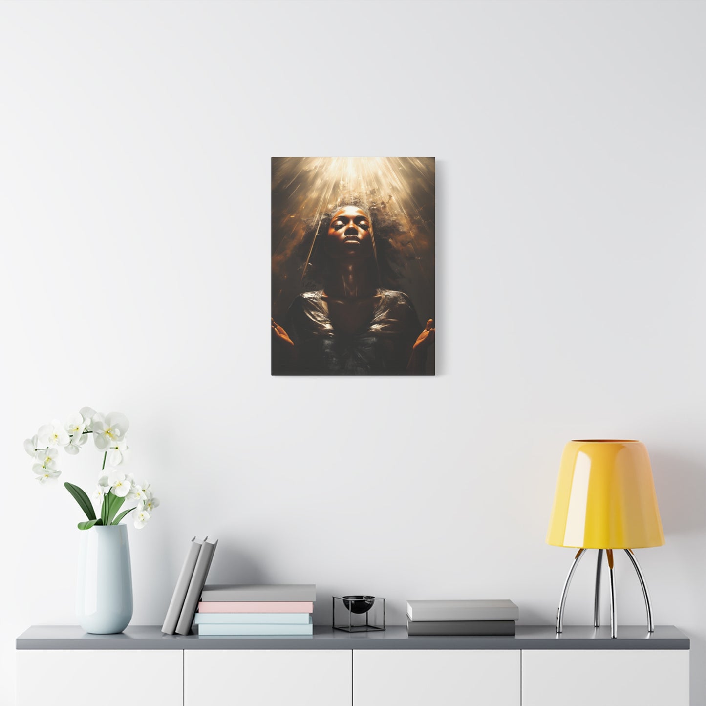 Give Me Strength Afrocentric Black Woman Inspirational Spiritual Art Canvas Wall Print