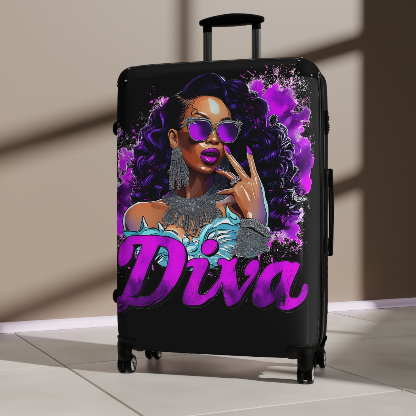 Diva Black Woman Art Hardshell Hardside Lockable Spinner Suitcase