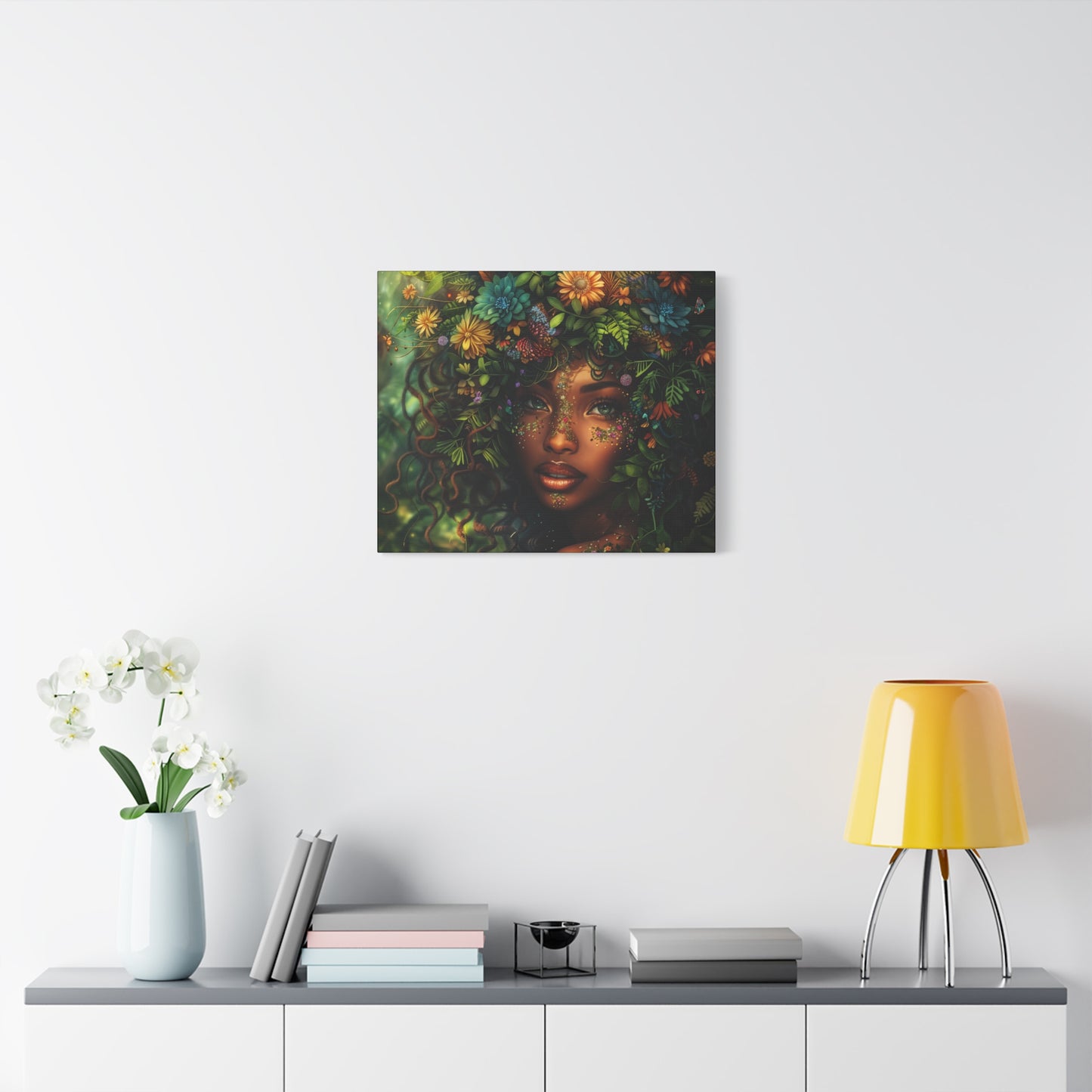 Mother Nature In Full Bloom Afrocentric Black Woman Fantasy Art Canvas Wall Print - Xtreme Shopper