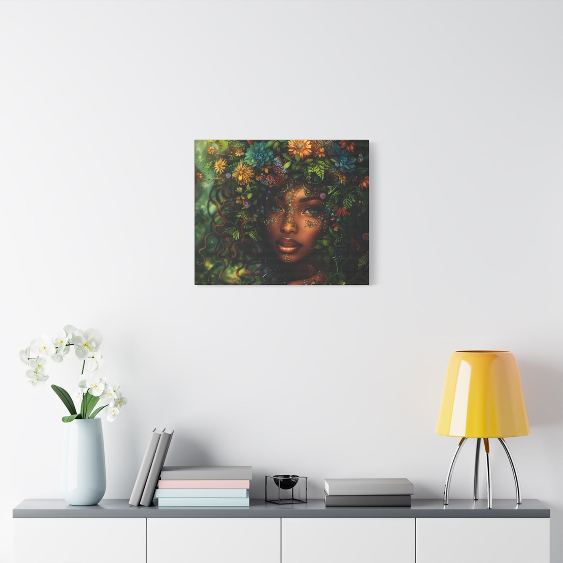 Mother Nature In Full Bloom Afrocentric Black Woman Fantasy Art Canvas Wall Print - Xtreme Shopper