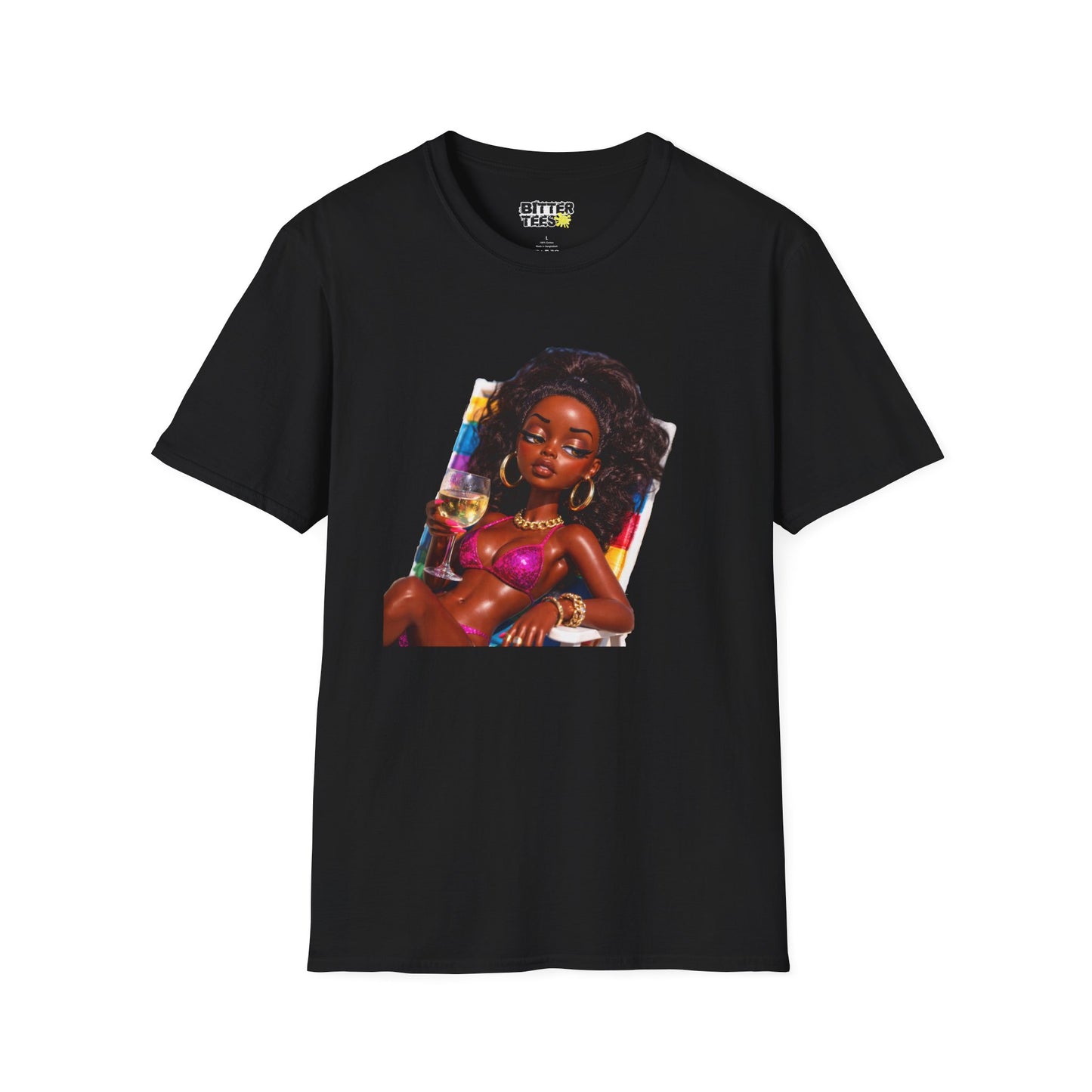 Vacation Vibes Black Doll Meme Retro 90s Attitude Portrait Novelty Unisex T-Shirt