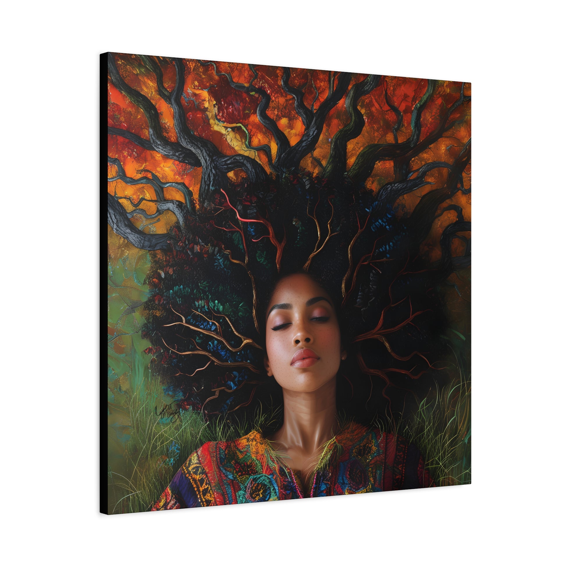 Rooted In My Mind Afrocentric Black Woman Inspirational Spiritual Art Canvas Wall Print - Xtreme Shopper