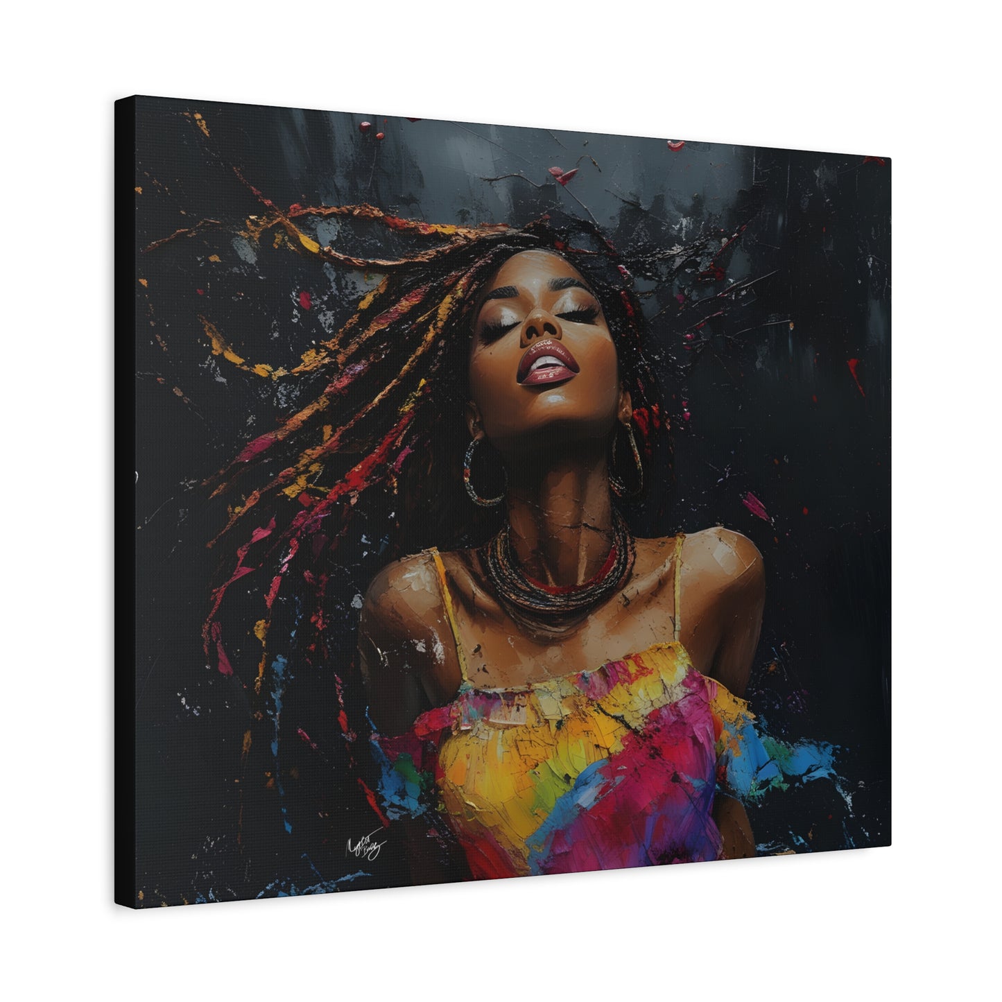 Euphoria Afrocentric Black Woman Abstract Art Canvas Wall Print