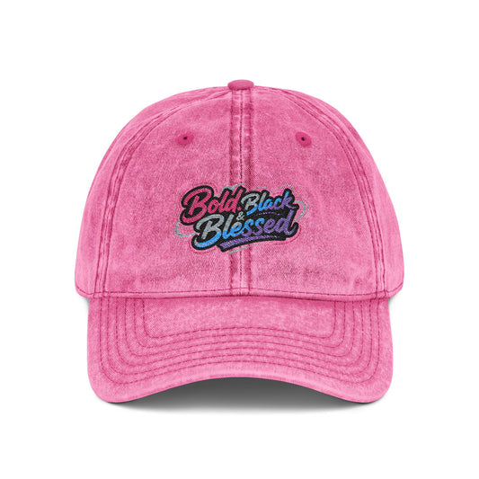 Bold Black and Blessed Spiritual Statement Vintage Distressed Embroidered Hat