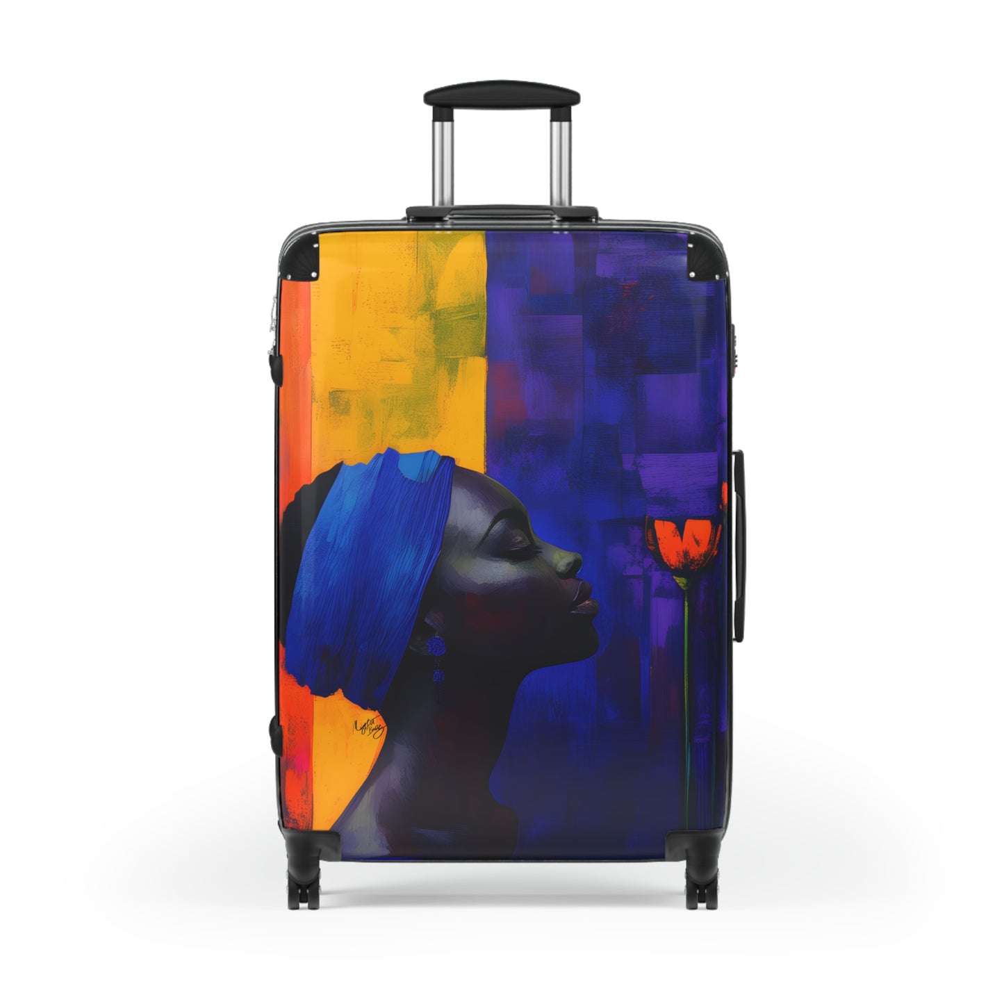 Stop and Smell the Flowers Black Woman Art Hardshell Hardside Lockable Spinner Suitcase