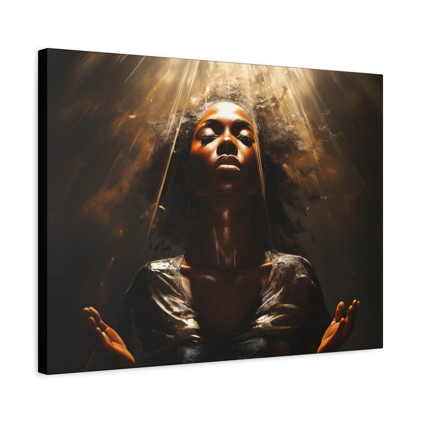 Give Me Strength Afrocentric Black Woman Inspirational Spiritual Art Canvas Wall Print