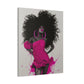 Model Perfect In Pink — Afrocentric Inspirational Black Woman Canvas Wall Art