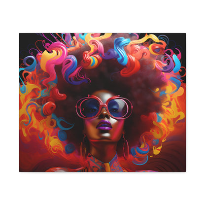 Groovy Summer Black Woman Psychedelic Themed Artwork Canvas Wall Print - Xtreme Shopper