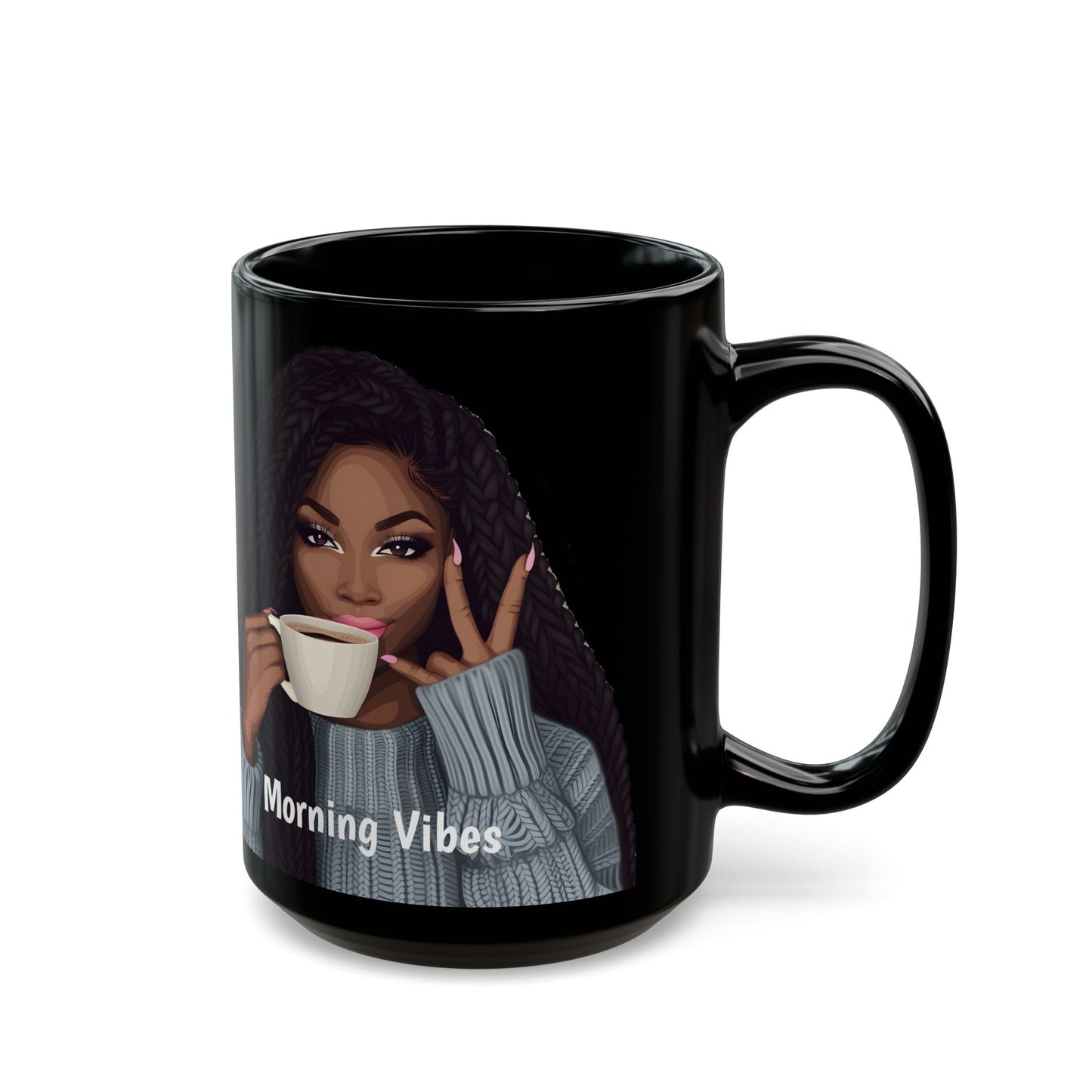 Morning Vibes Afrocentric Black Woman Art Coffee Mug