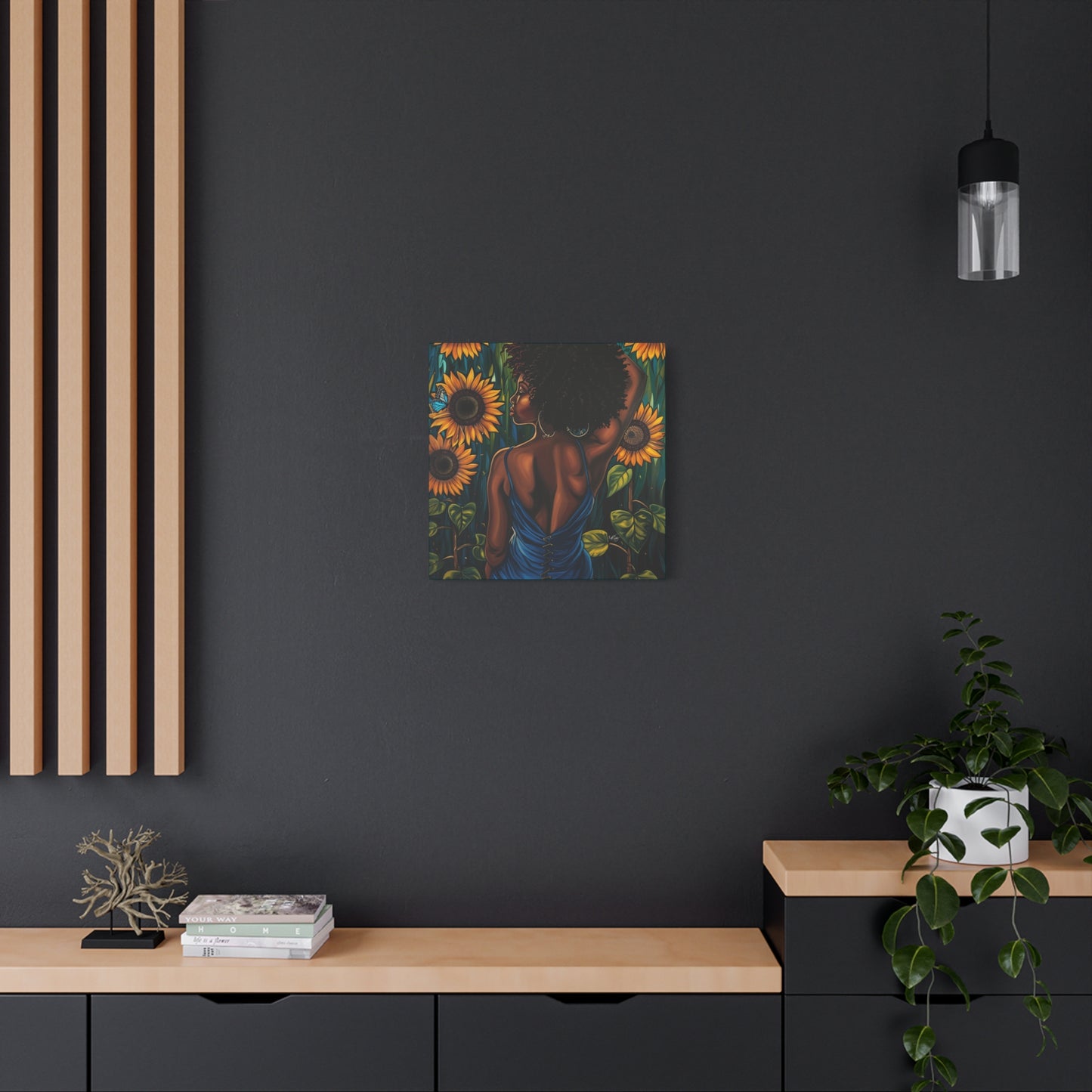 In The Garden Afrocentric Black Woman Art Canvas Wall Print
