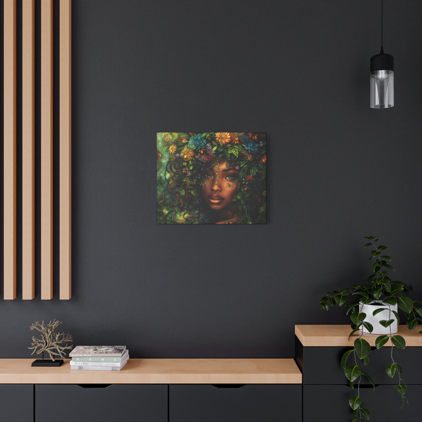 Mother Nature In Full Bloom Afrocentric Black Woman Fantasy Art Canvas Wall Print - Xtreme Shopper