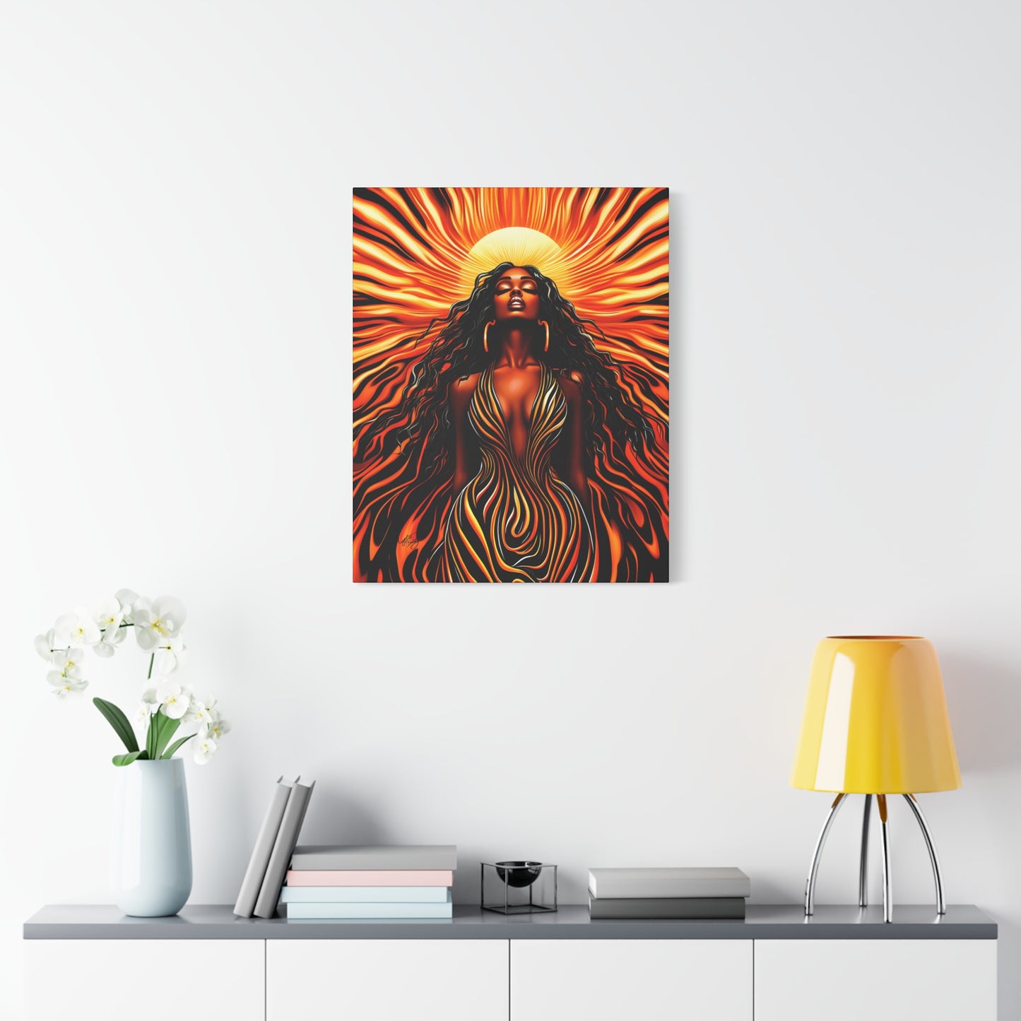 Sunkissed Afrocentric Black Woman Abstract Art Canvas Wall Print