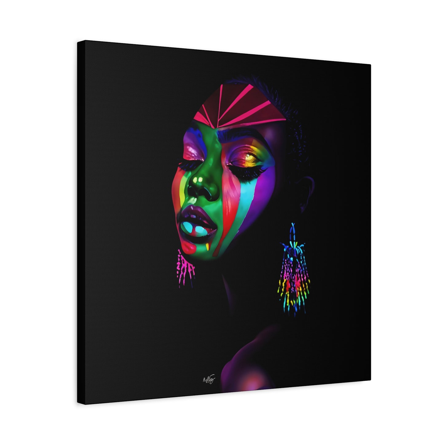 Original Makeup Black Woman Art Canvas Wall Print