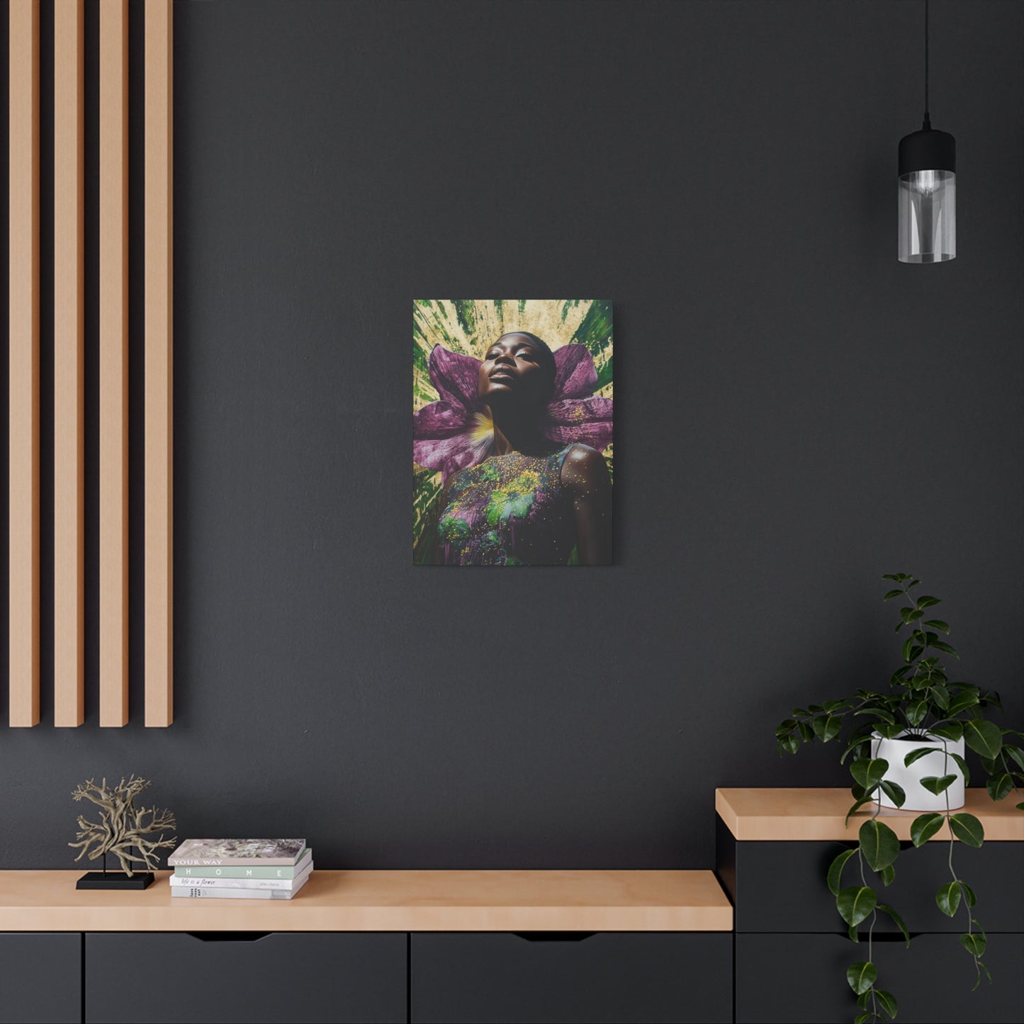 Blooming With Beauty Afrocentric Black Woman Inspirational Spiritual Art Canvas Wall Print