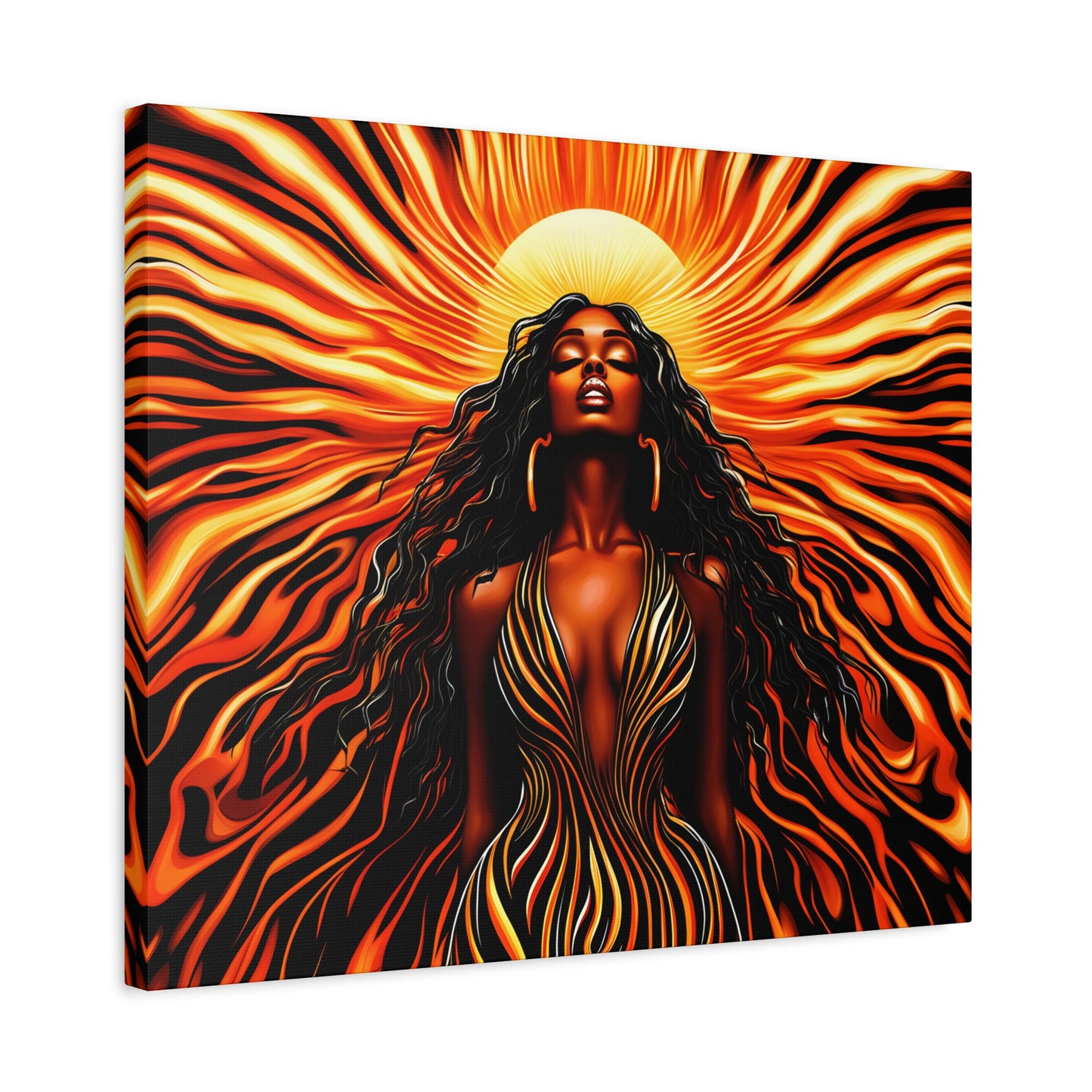 Sunkissed Afrocentric Black Woman Abstract Art Canvas Wall Print