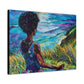 There's Peace By The Sea Afrocentric Black Woman Art Canvas Wall Print