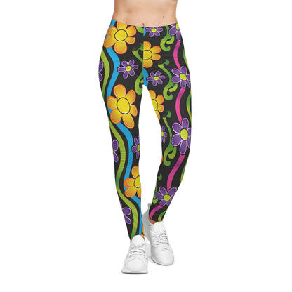 Daisies Are Forever Floral Printed Yoga Pants Leggings