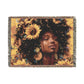 Daisies Everywhere Afrocentric Black Woman Abstract Art Woven Throw Blanket