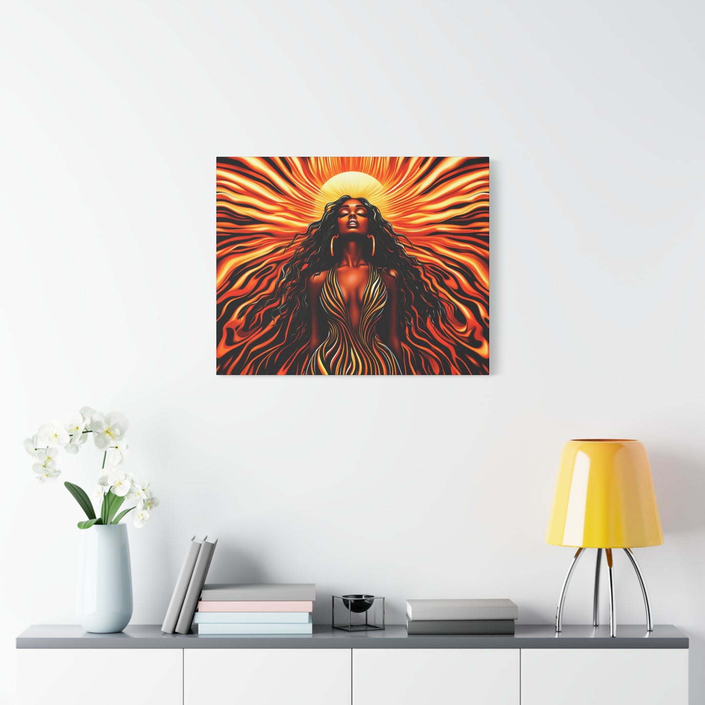 Sunkissed Afrocentric Black Woman Abstract Art Canvas Wall Print