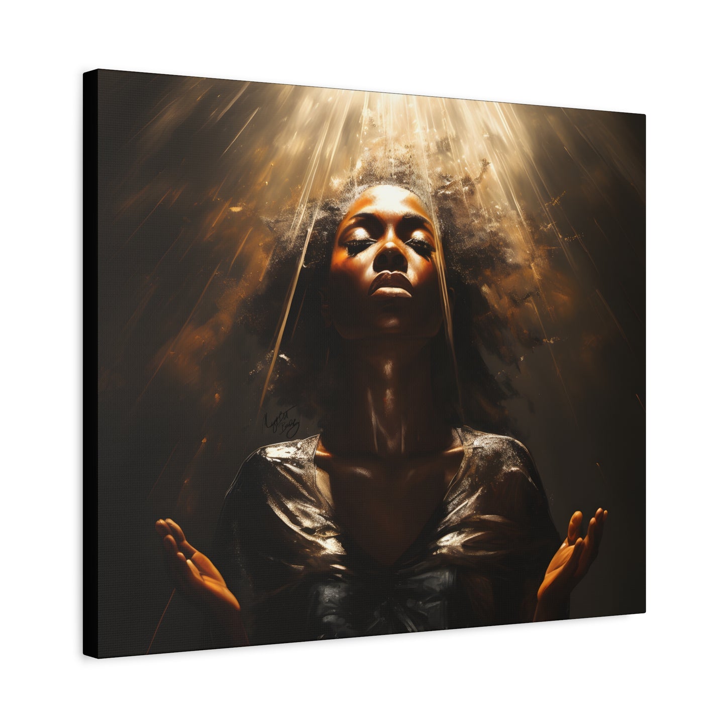 Give Me Strength Afrocentric Black Woman Inspirational Spiritual Art Canvas Wall Print