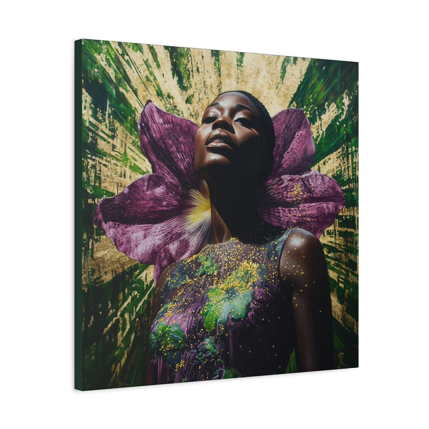 Blooming With Beauty Afrocentric Black Woman Inspirational Spiritual Art Canvas Wall Print