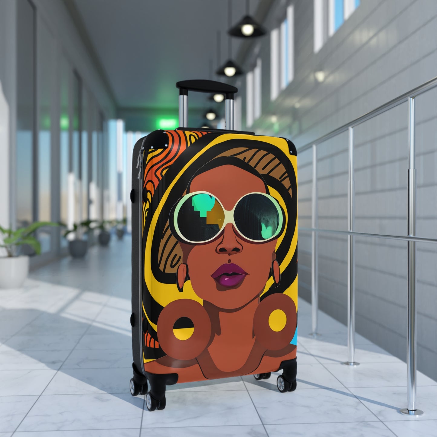 Vacation Vibes Black Woman Art Hardshell Hardside Lockable Spinner Suitcase