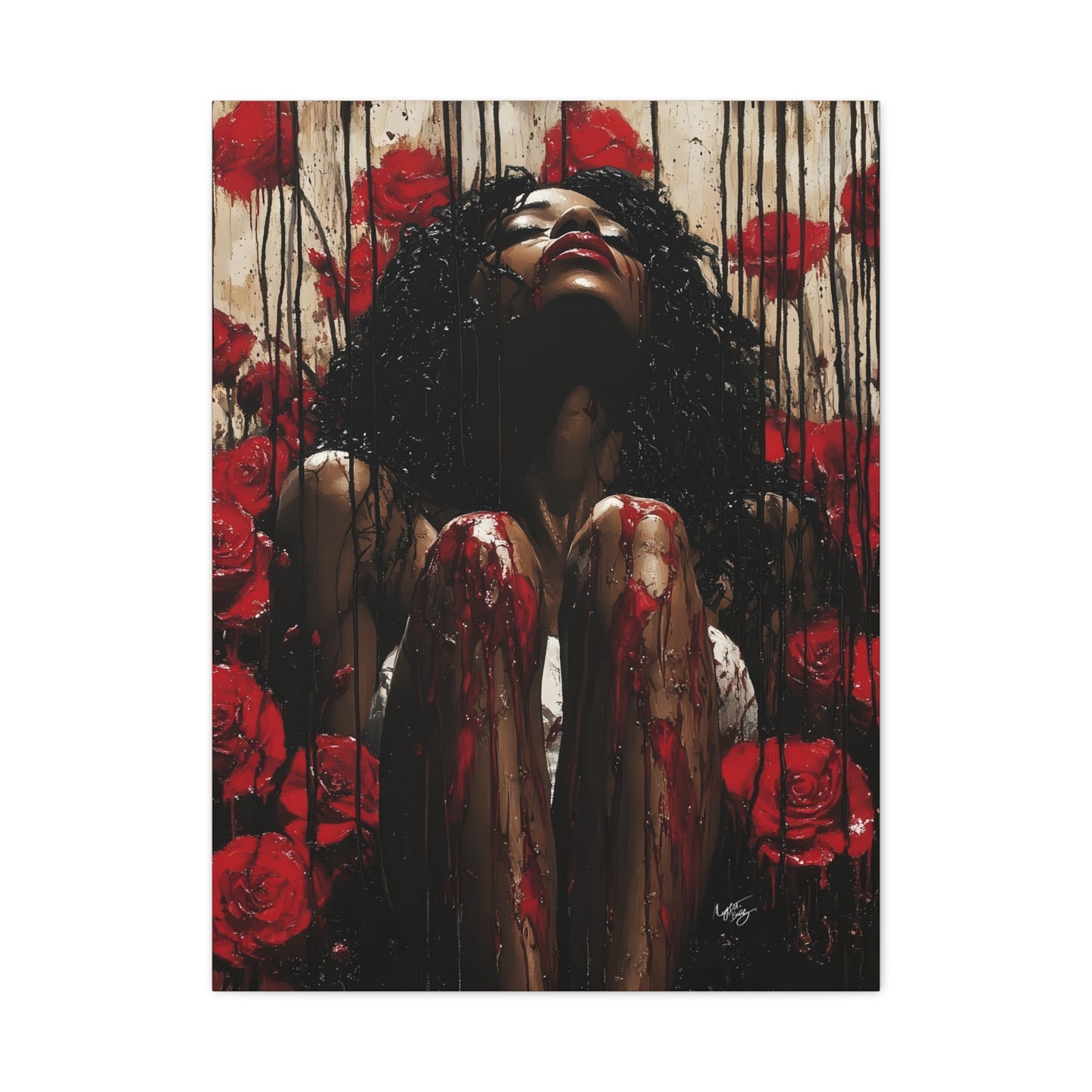 Like A Rose Black Woman Art Canvas Wall Print