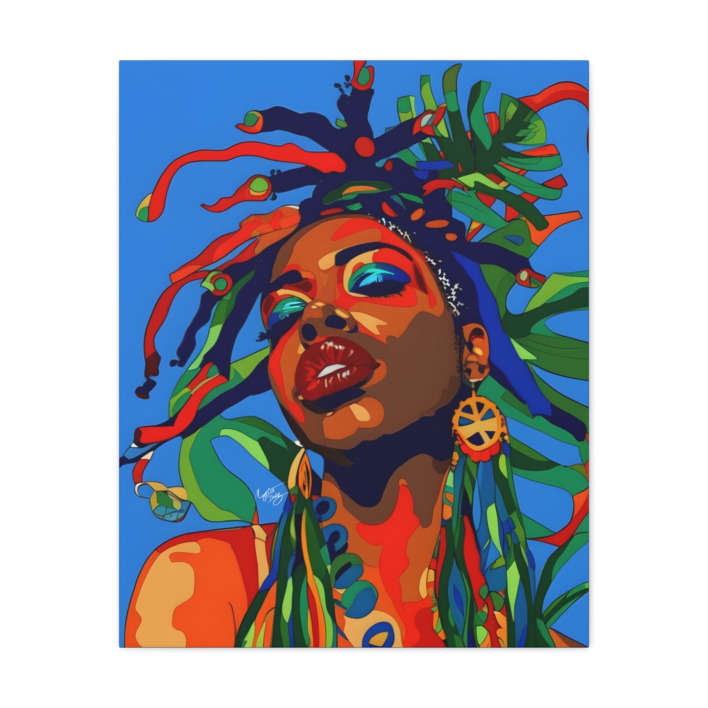 I'm Feeling It Afrocentric Black Woman Abstract Art Canvas Wall Print
