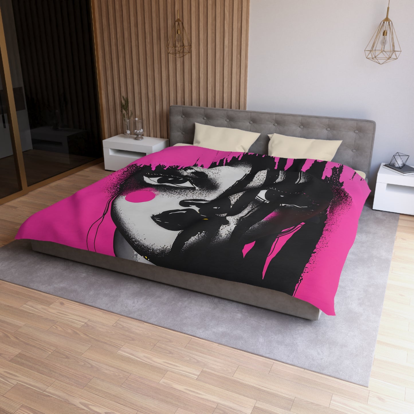 Oversized Thoughts Abstract Black Art Microfiber Duvet Cover