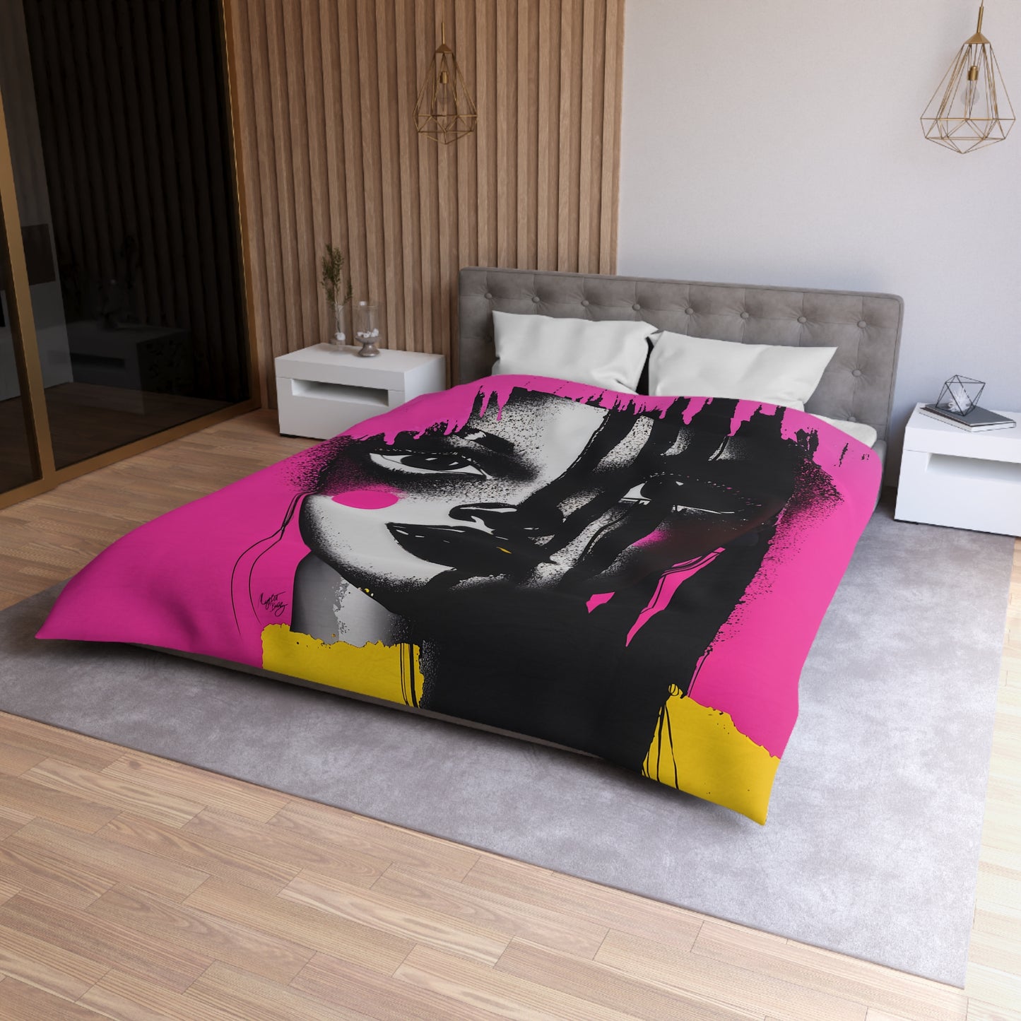 Oversized Thoughts Abstract Black Art Microfiber Duvet Cover