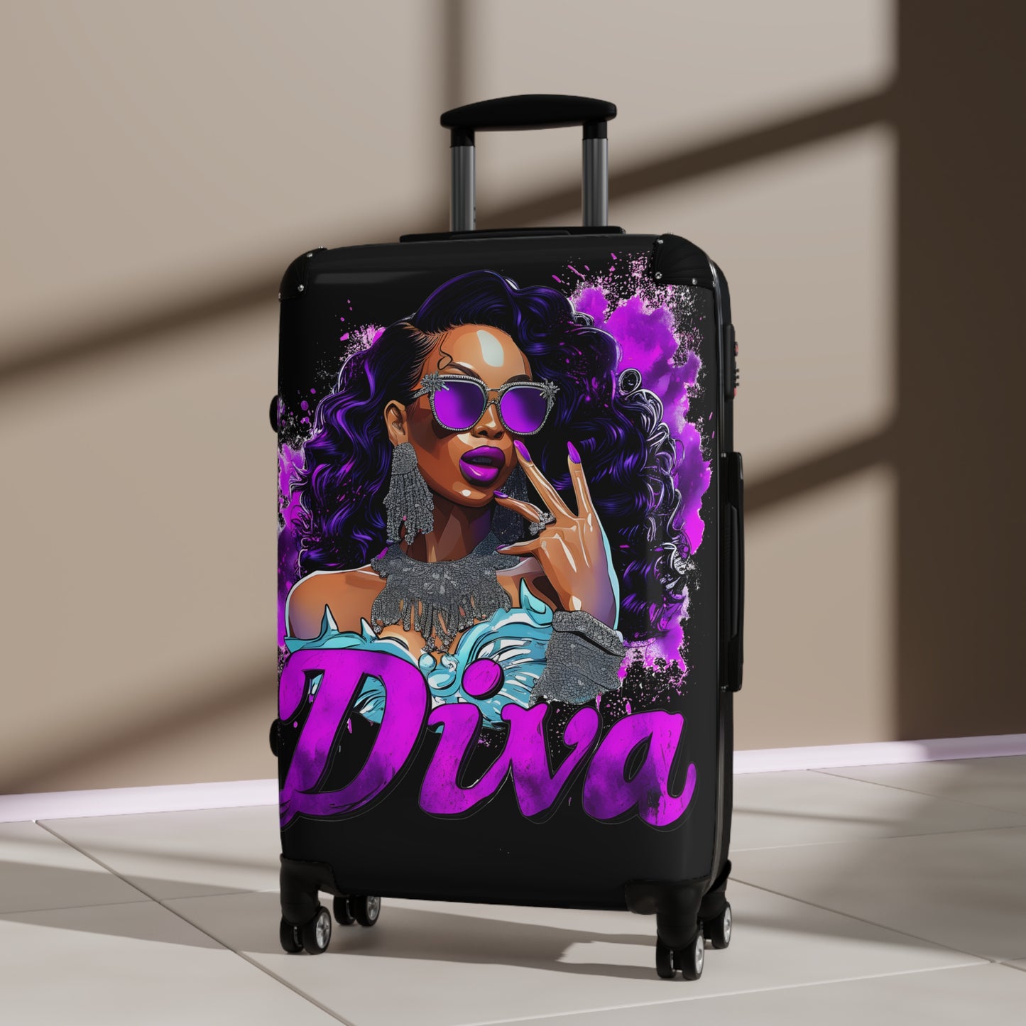 Diva Black Woman Art Hardshell Hardside Lockable Spinner Suitcase