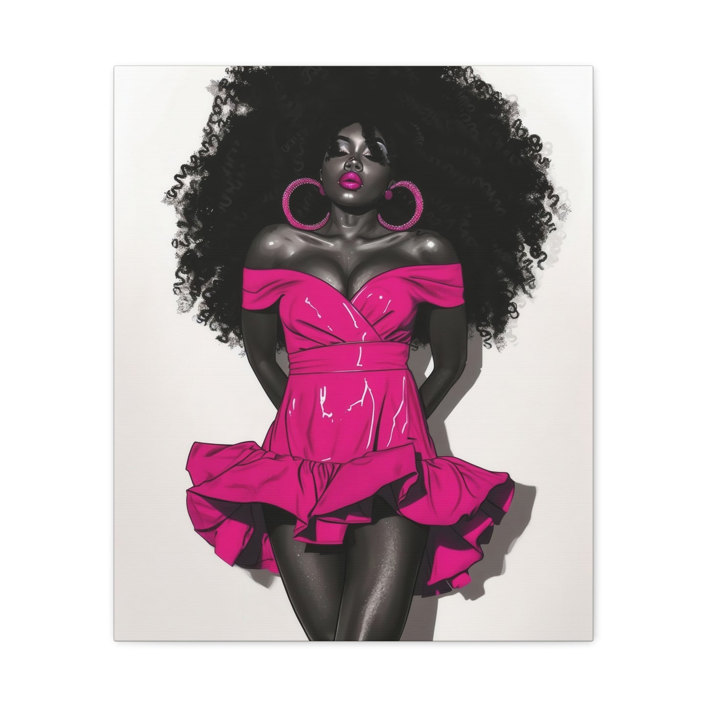 Pink Is My Color Black Woman Art Canvas Wall Print