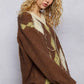 POL V-Neck Argyle Pattern Mohair Sweater with Contrast Exposed Stitch Detail - Xtreme Shopper