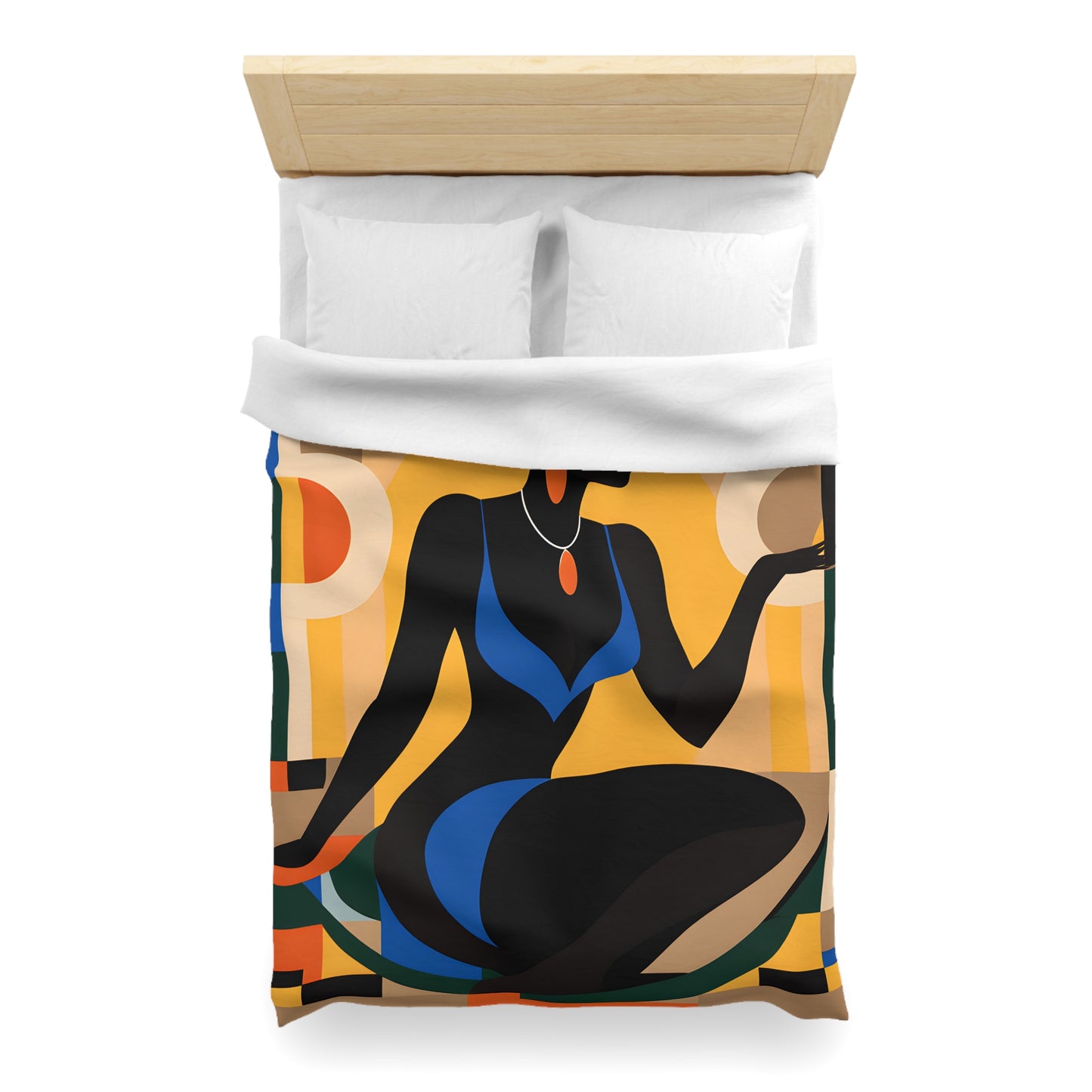 Rising Sun Black Woman Abstract Art Microfiber Duvet Cover
