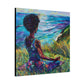 There's Peace By The Sea Afrocentric Black Woman Art Canvas Wall Print