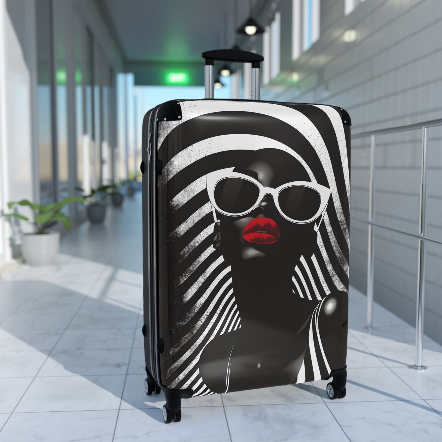 In Black And White Black Woman Art Hardshell Hardside Lockable Spinner Suitcase