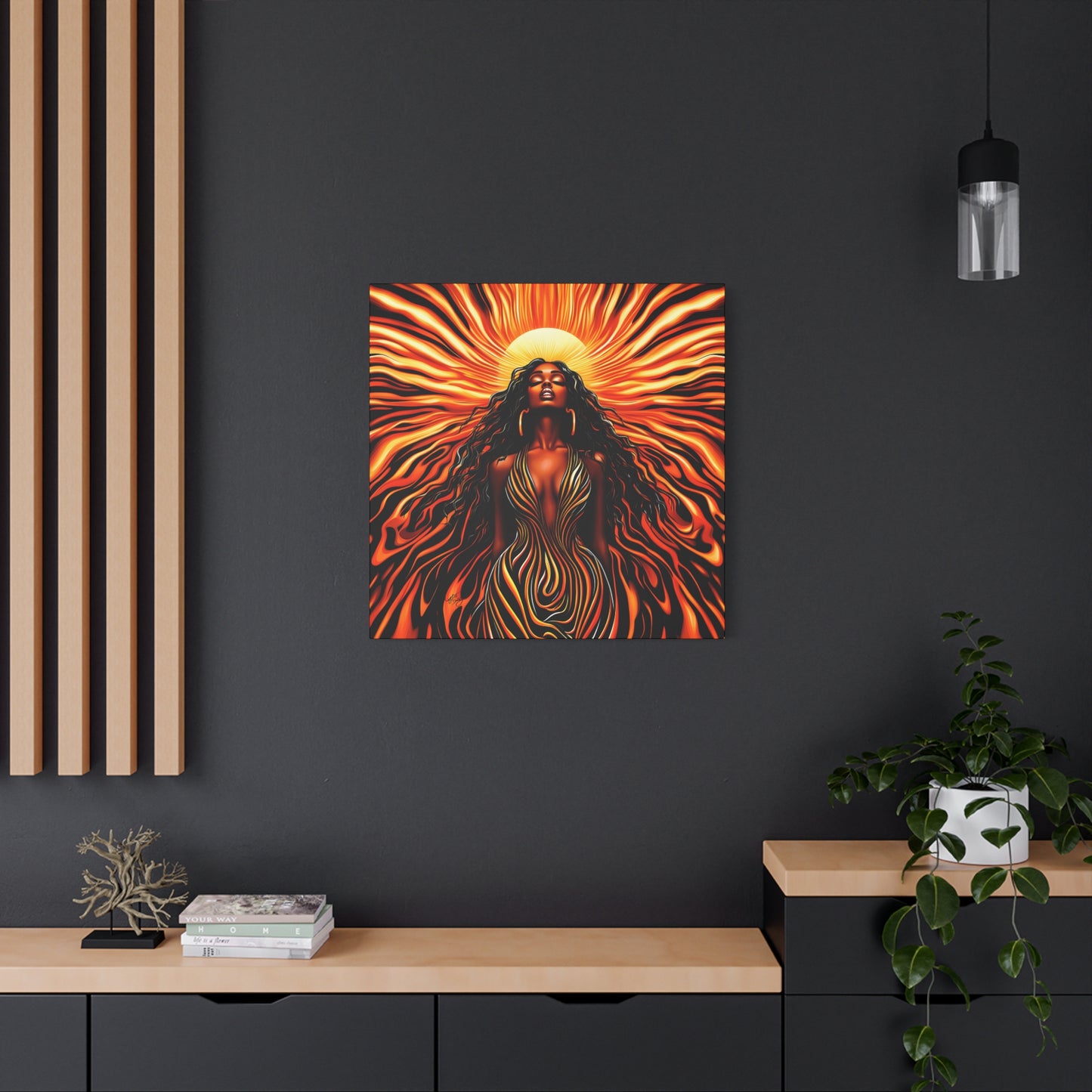 Sunkissed Afrocentric Black Woman Abstract Art Canvas Wall Print