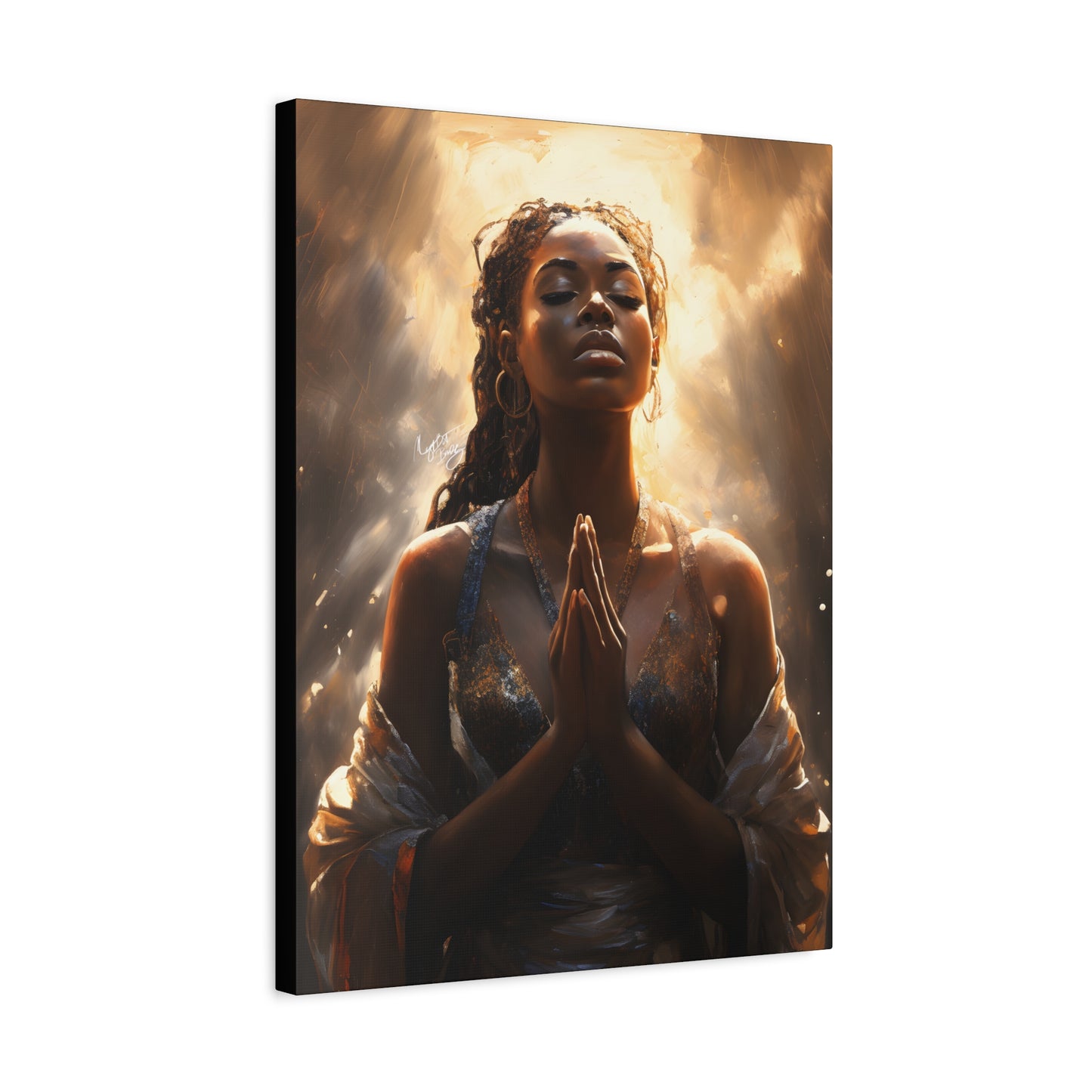 Please Listen To My Prayers Afrocentric Black Inspirational Spiritual Art Canvas Wall Print - Xtreme Shopper