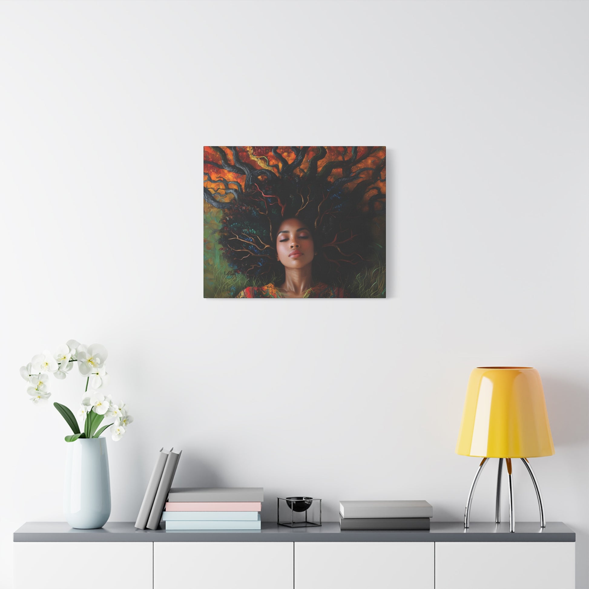 Rooted In My Mind Afrocentric Black Woman Inspirational Spiritual Art Canvas Wall Print - Xtreme Shopper