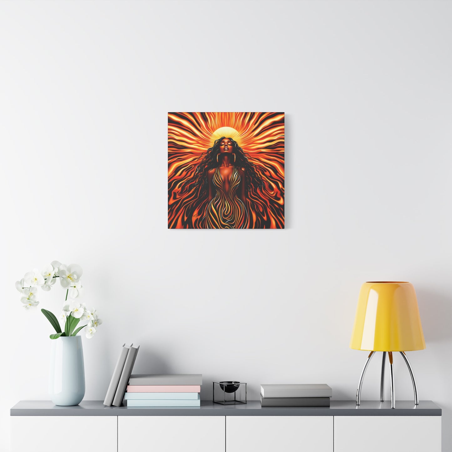 Sunkissed Afrocentric Black Woman Abstract Art Canvas Wall Print