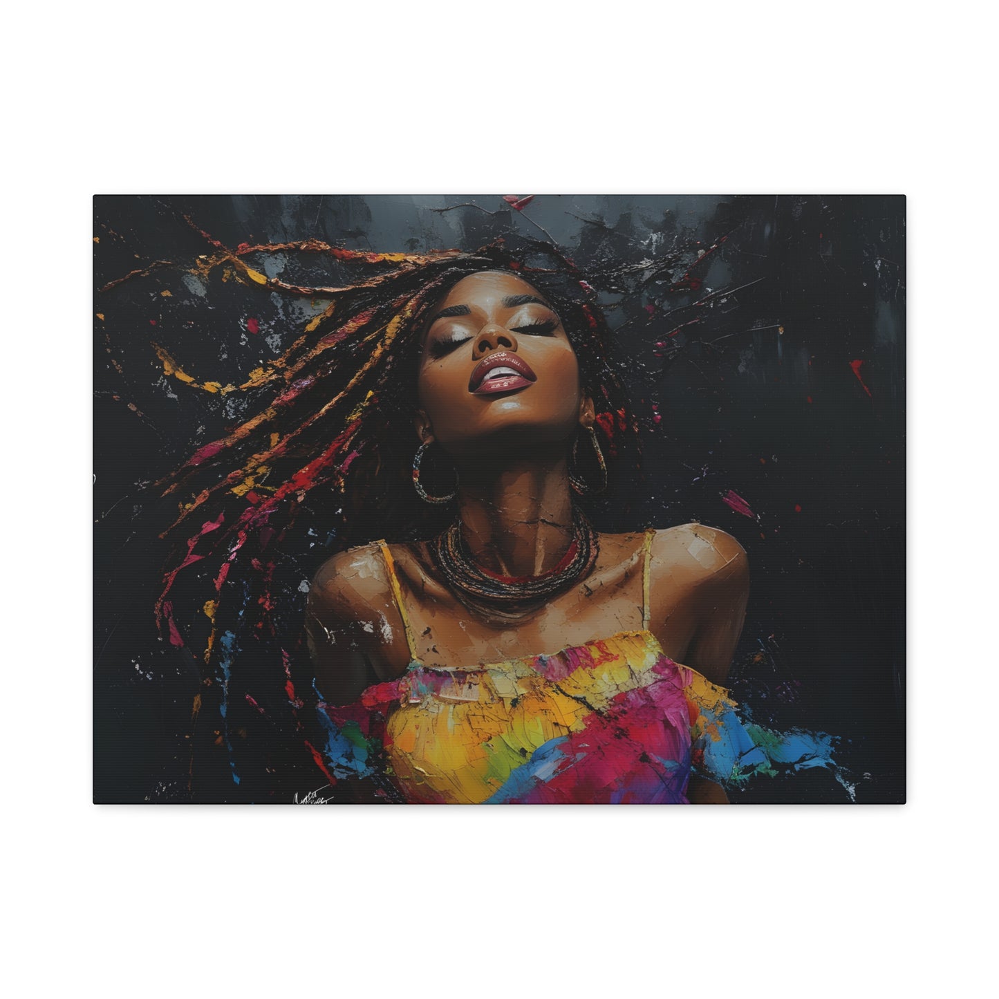 Euphoria Afrocentric Black Woman Abstract Art Canvas Wall Print