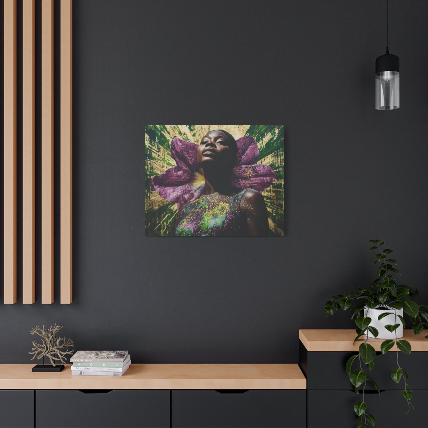 Blooming With Beauty Afrocentric Black Woman Inspirational Spiritual Art Canvas Wall Print