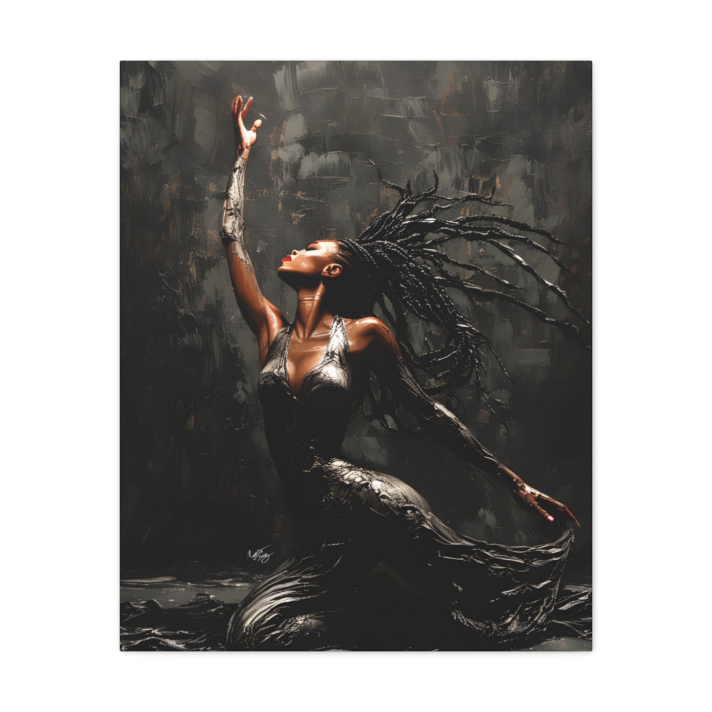 Dance In The Dark Afrocentric Black Woman Art Canvas Wall Print
