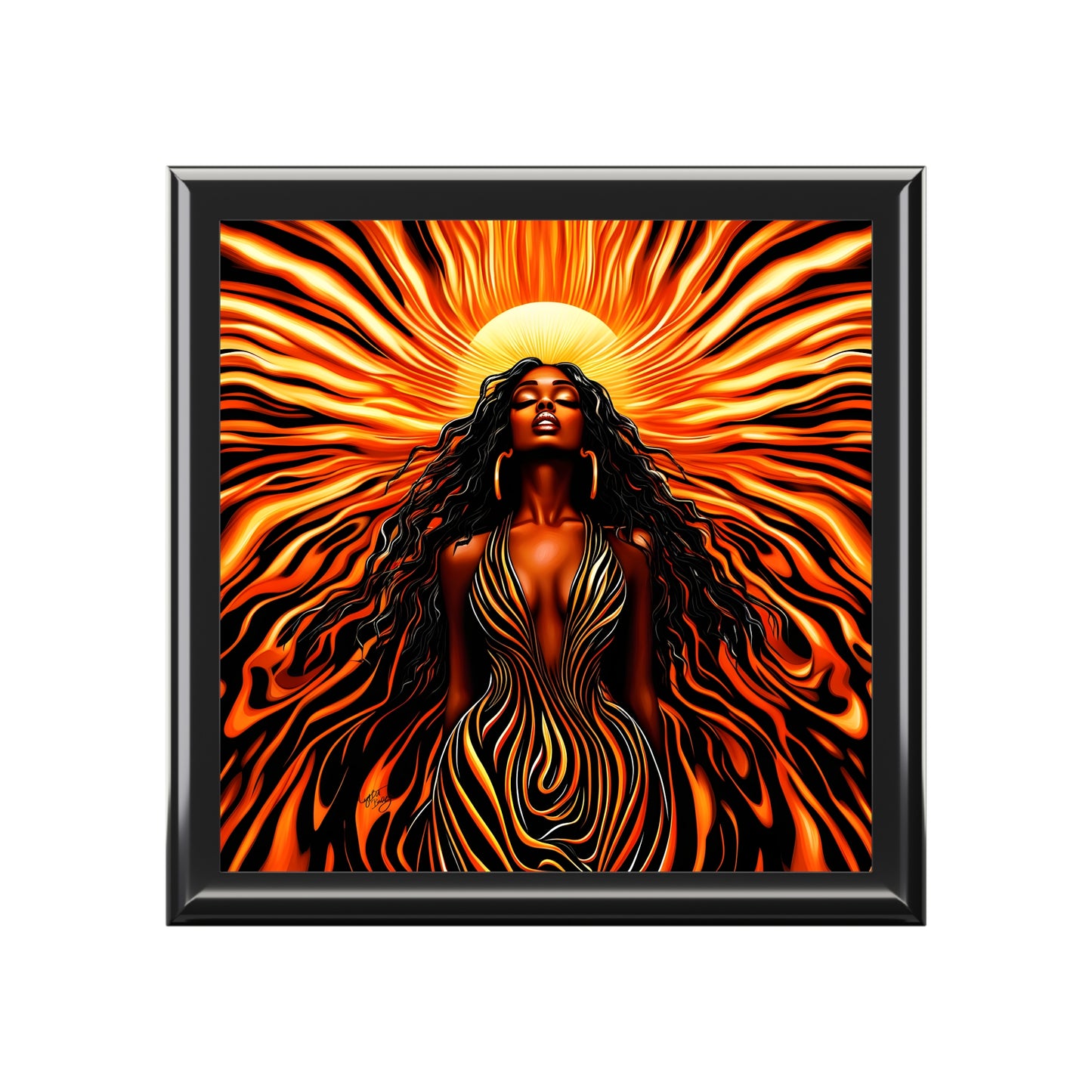 Sun Kissed Black Woman Afrocentric Art Themed Jewelry Box