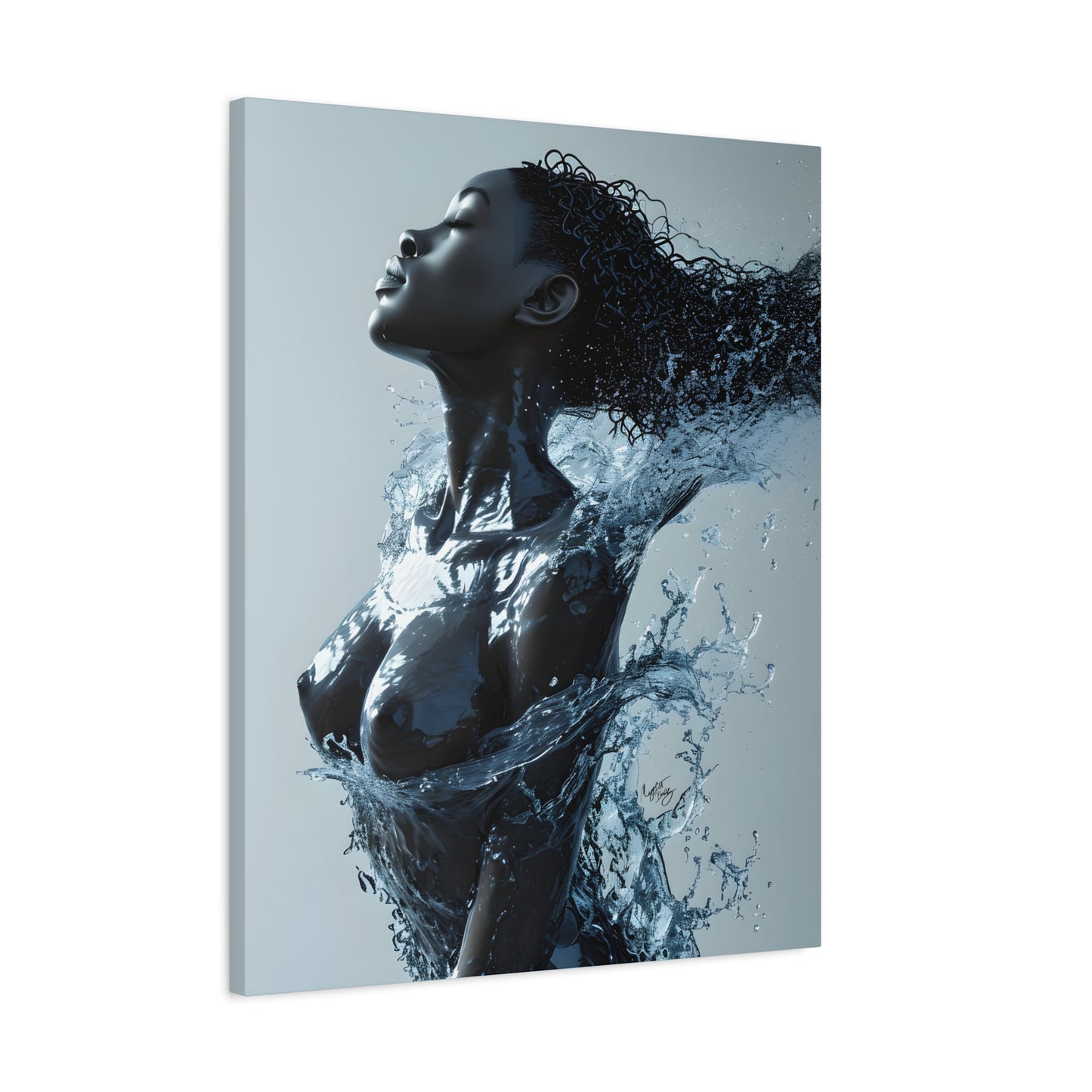 Moisturized and Unbothered Afrocentric Black Woman Art Canvas Wall Print