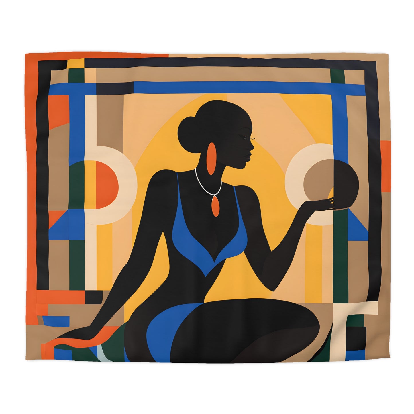 Rising Sun Black Woman Abstract Art Microfiber Duvet Cover